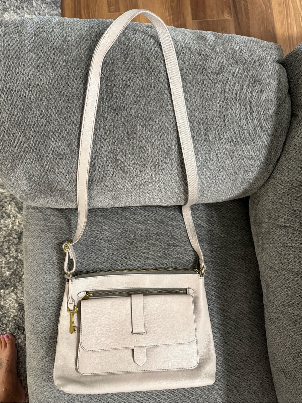 Fossil Leather Crossbody with Gold Hardware